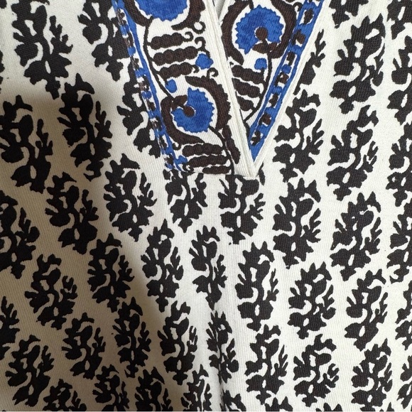 Tory Burch Amara Short Sleeve Graphic Print Cotton Dress Ivory Guru Medium - Picture 4 of 13